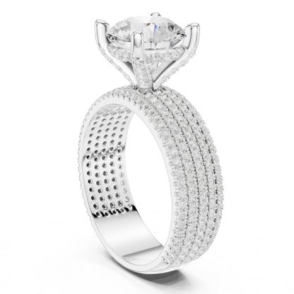 Round Pave Lab Grown Diamond Engagement Ring
