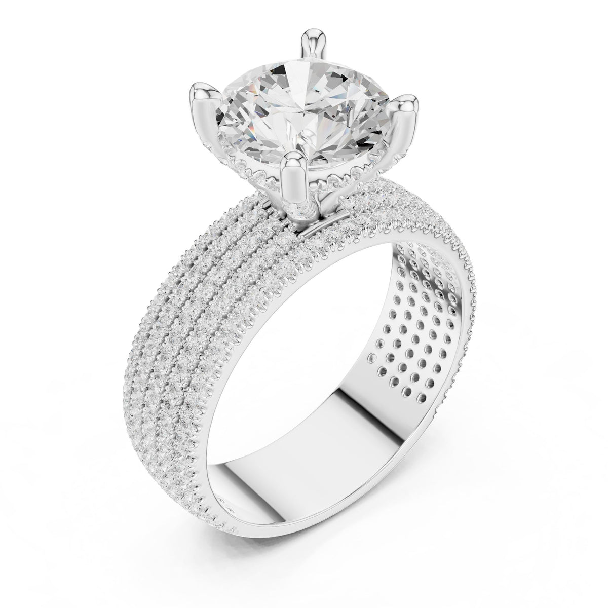 Round Pave Lab Grown Diamond Engagement Ring