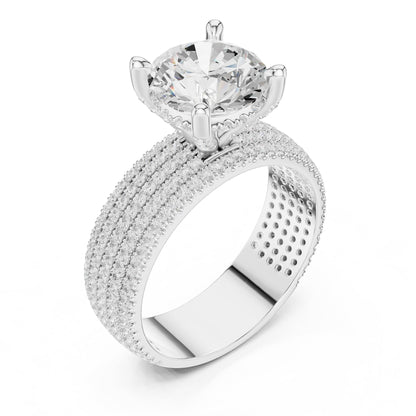 Round Pave Lab Grown Diamond Engagement Ring