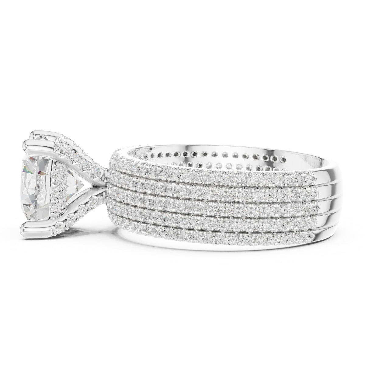 Round Pave Lab Grown Diamond Engagement Ring
