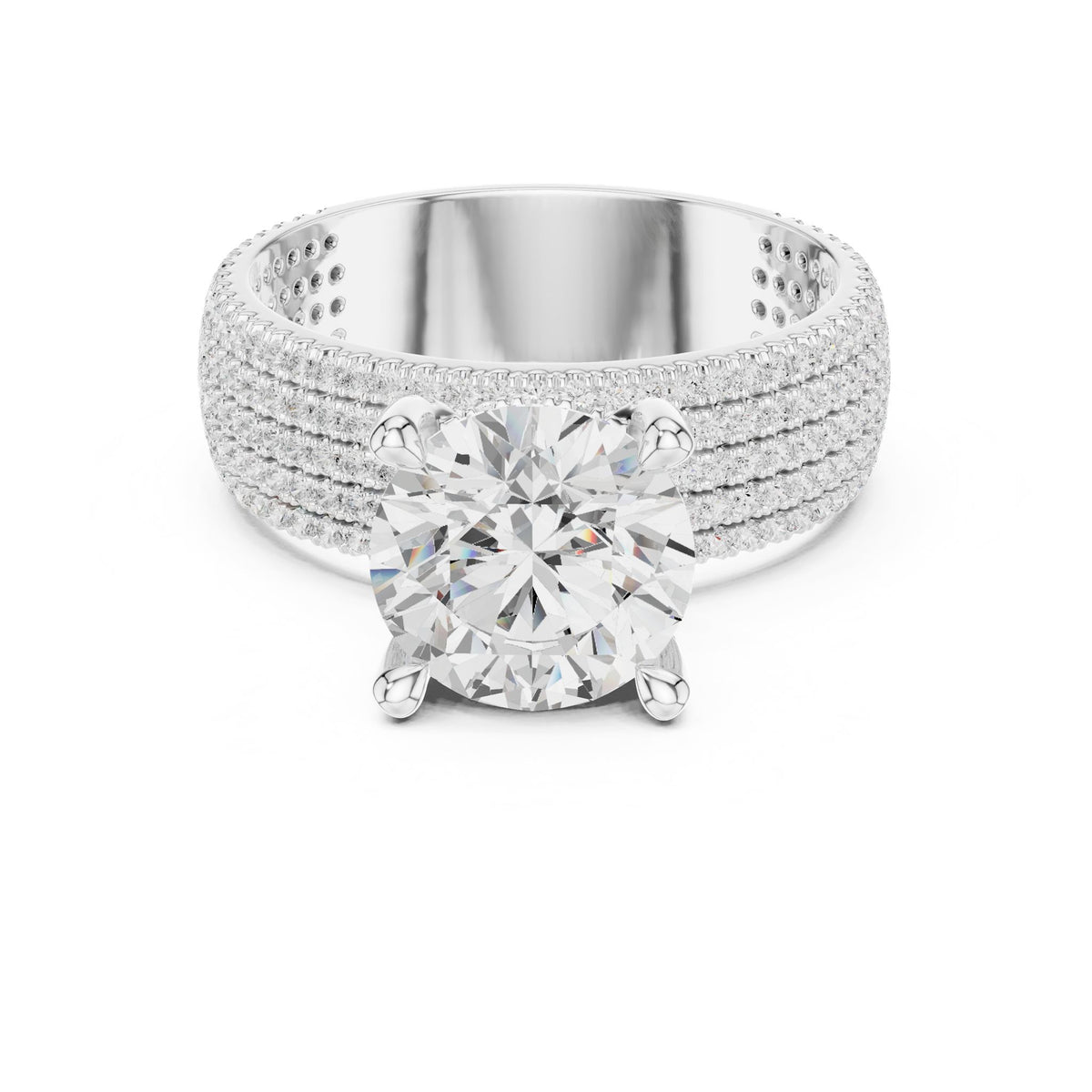 Round Pave Lab Grown Diamond Engagement Ring