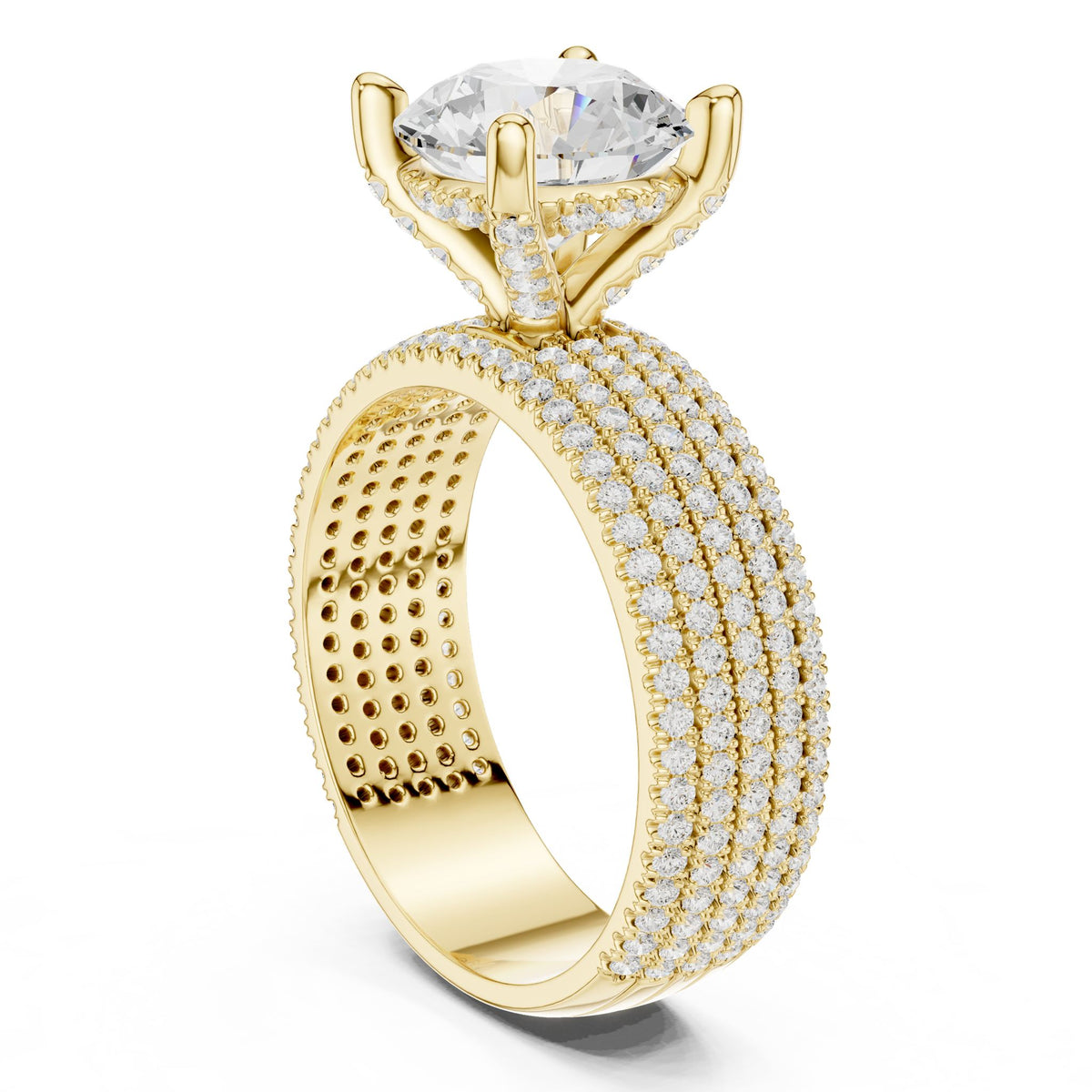 Round Pave Lab Grown Diamond Engagement Ring