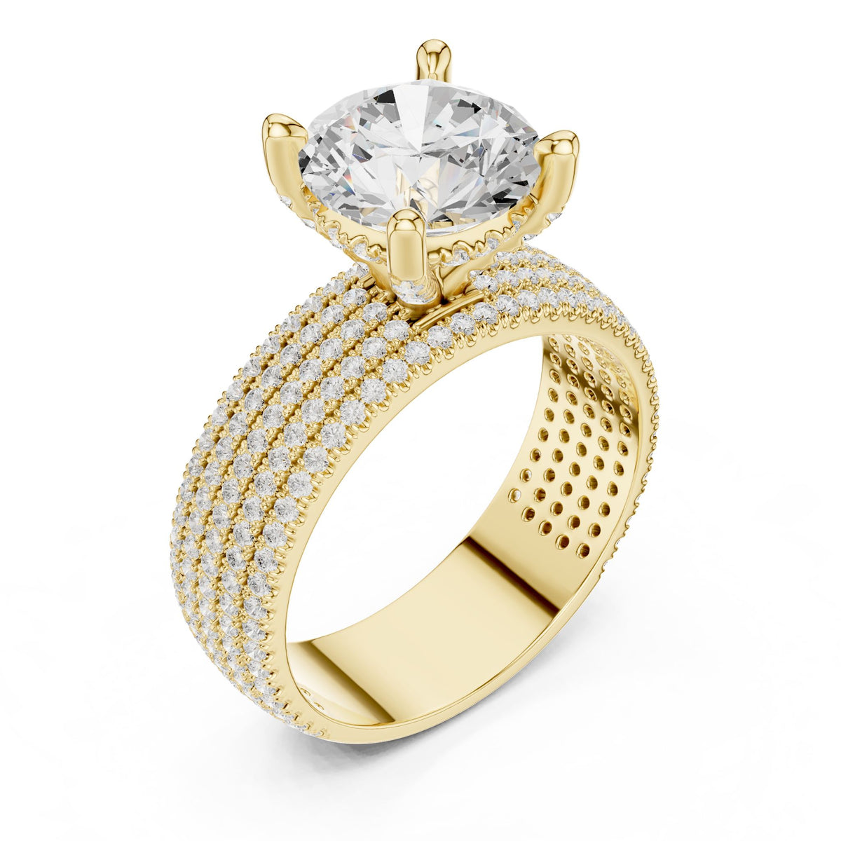 Round Pave Lab Grown Diamond Engagement Ring