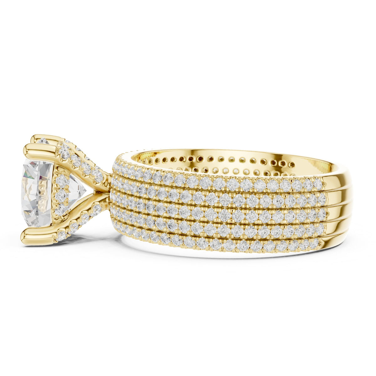 Round Pave Lab Grown Diamond Engagement Ring