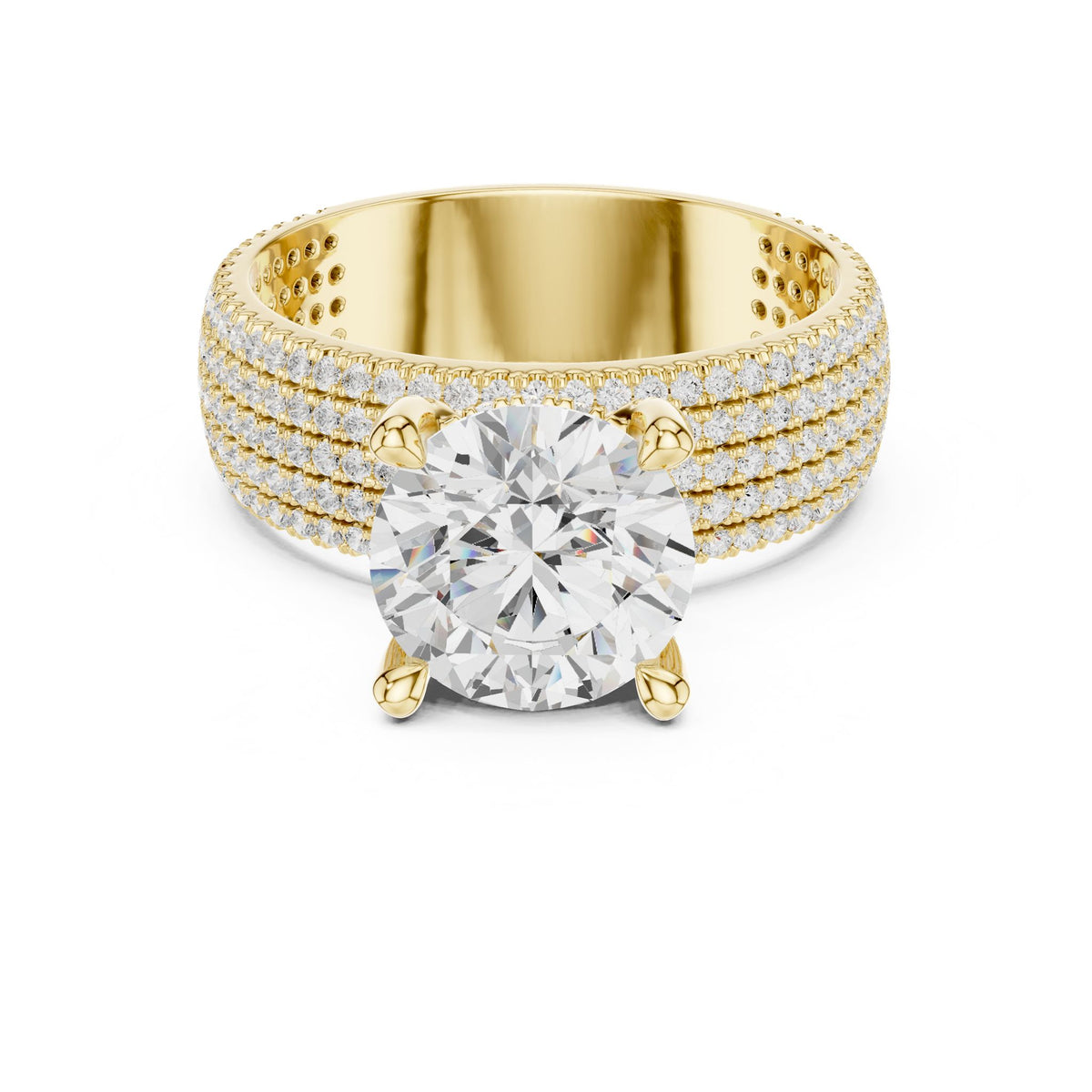Round Pave Lab Grown Diamond Engagement Ring