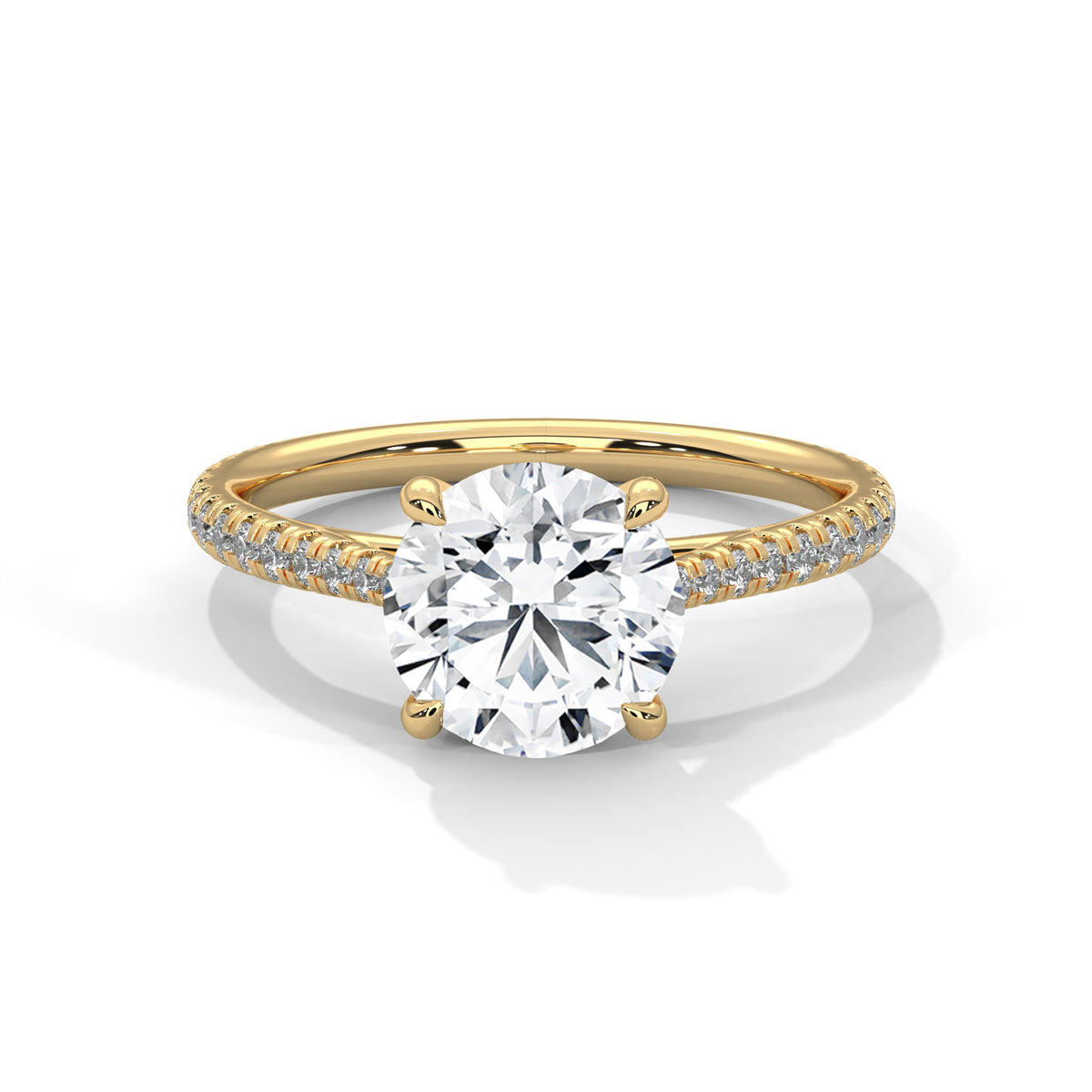 Round Pave Lab Grown Diamond Engagement Ring