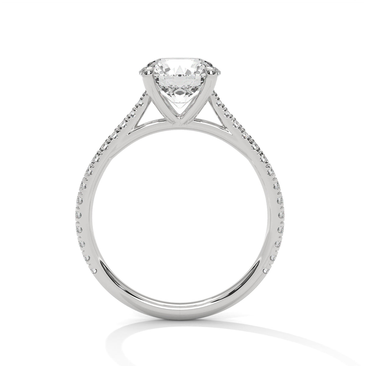 Round Pave Lab Grown Diamond Engagement Ring