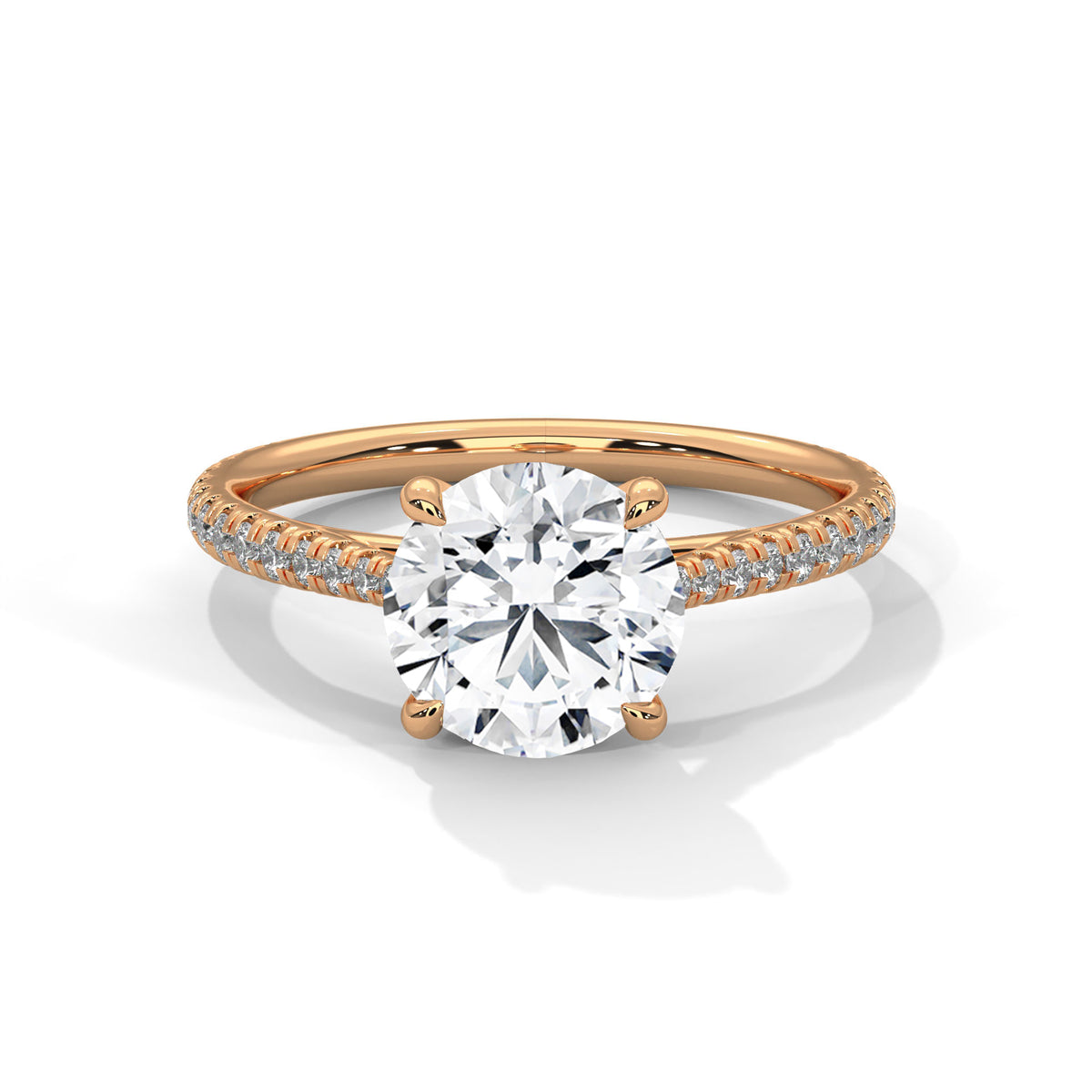 Round Pave Lab Grown Diamond Engagement Ring