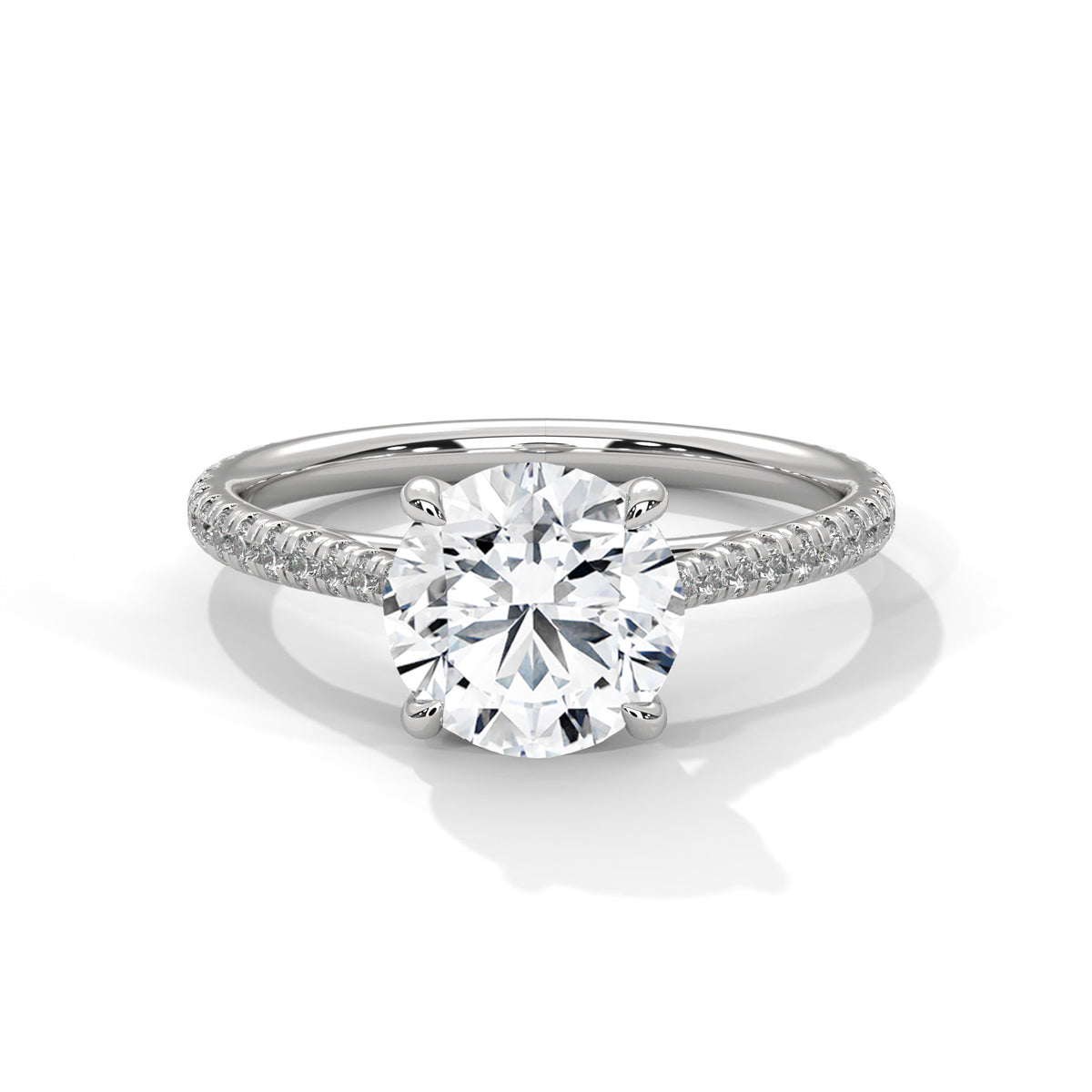 Round Pave Lab Grown Diamond Engagement Ring