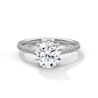 Round Pave Lab Grown Diamond Engagement Ring