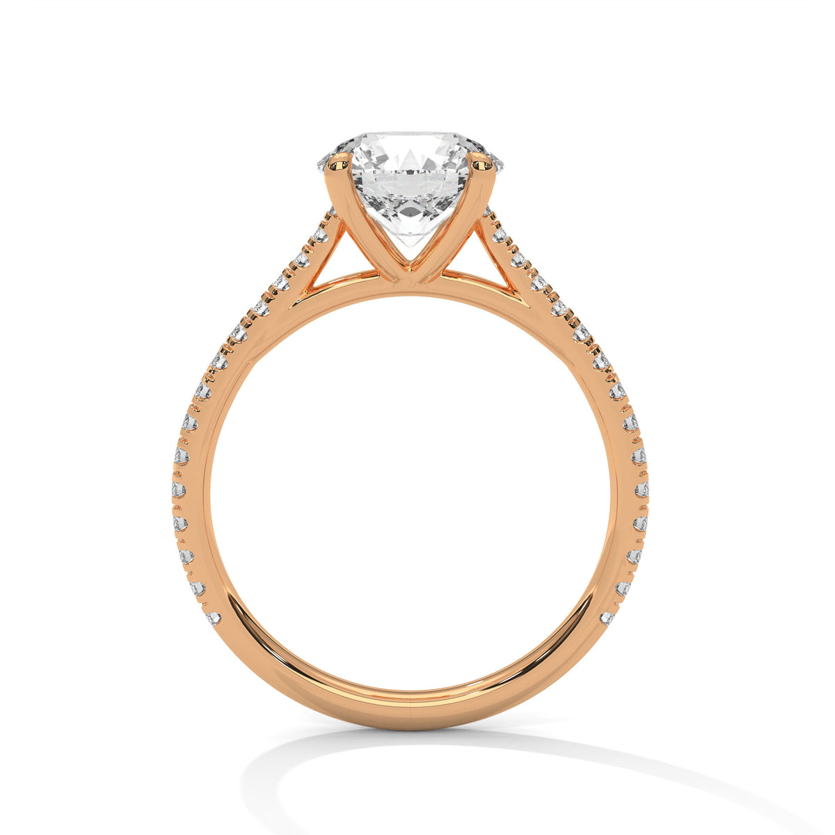 Round Pave Lab Grown Diamond Engagement Ring