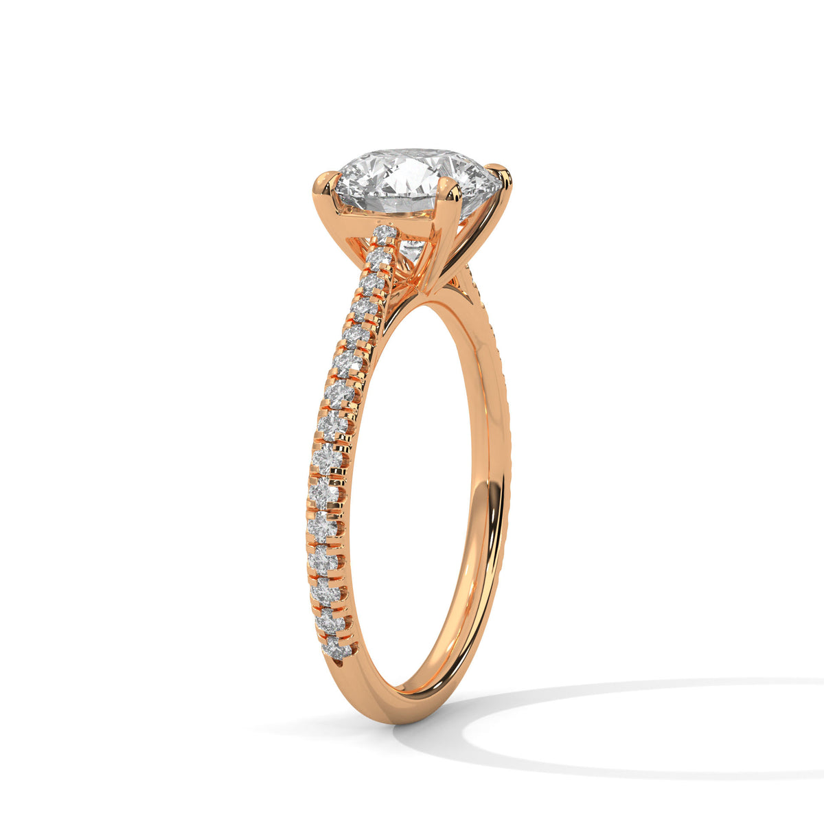 Round Pave Lab Grown Diamond Engagement Ring