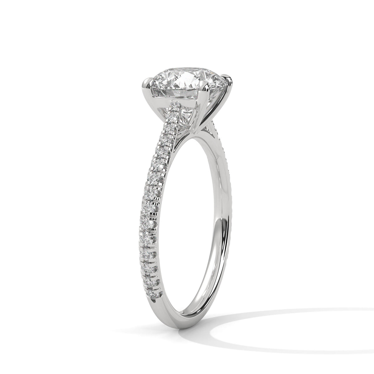 Round Pave Lab Grown Diamond Engagement Ring