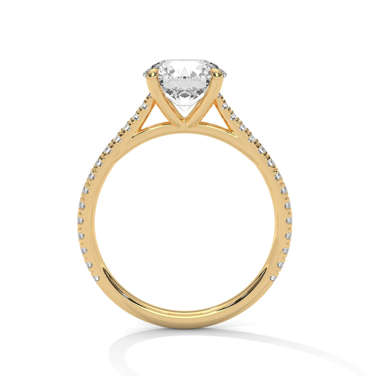 Round Pave Lab Grown Diamond Engagement Ring
