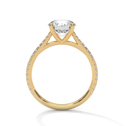 Round Pave Lab Grown Diamond Engagement Ring