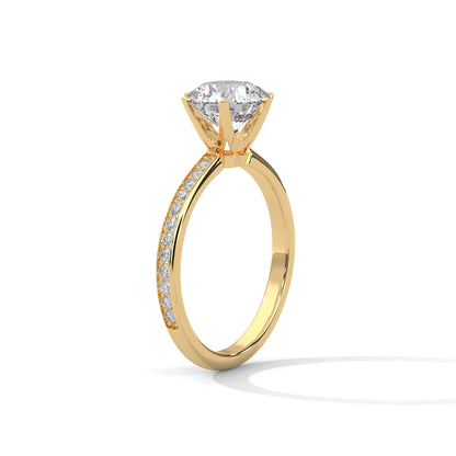 Round Pave Lab Grown Diamond Engagement Ring