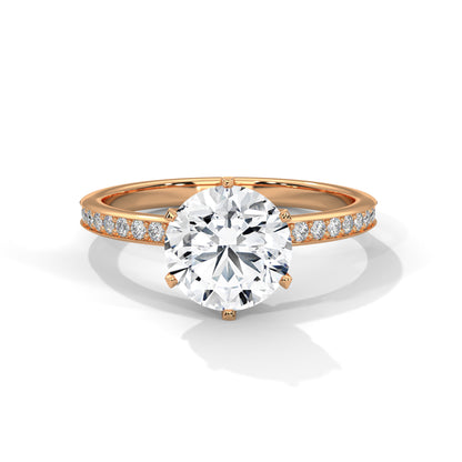 Round Pave Lab Grown Diamond Engagement Ring