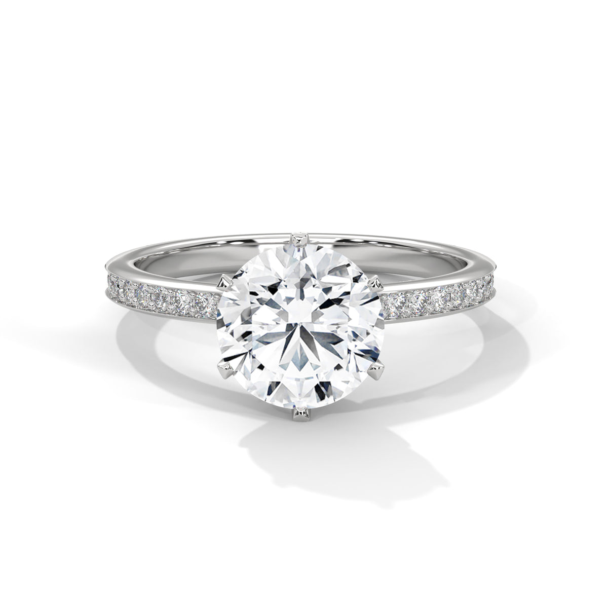Round Pave Lab Grown Diamond Engagement Ring