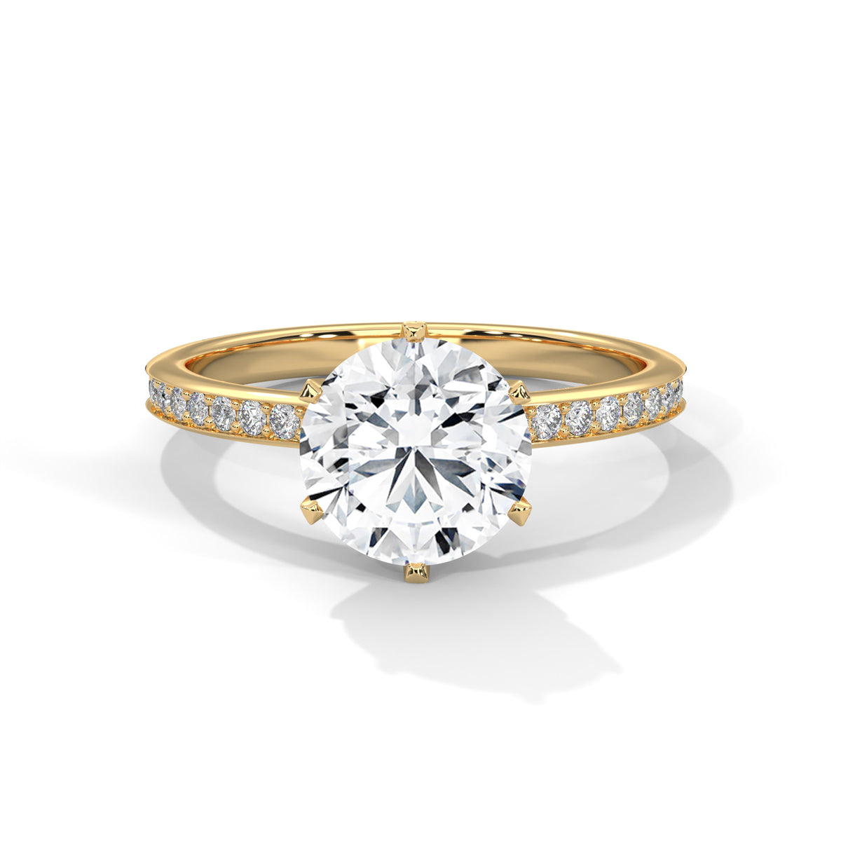 Round Pave Lab Grown Diamond Engagement Ring