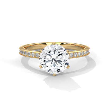 Round Pave Lab Grown Diamond Engagement Ring