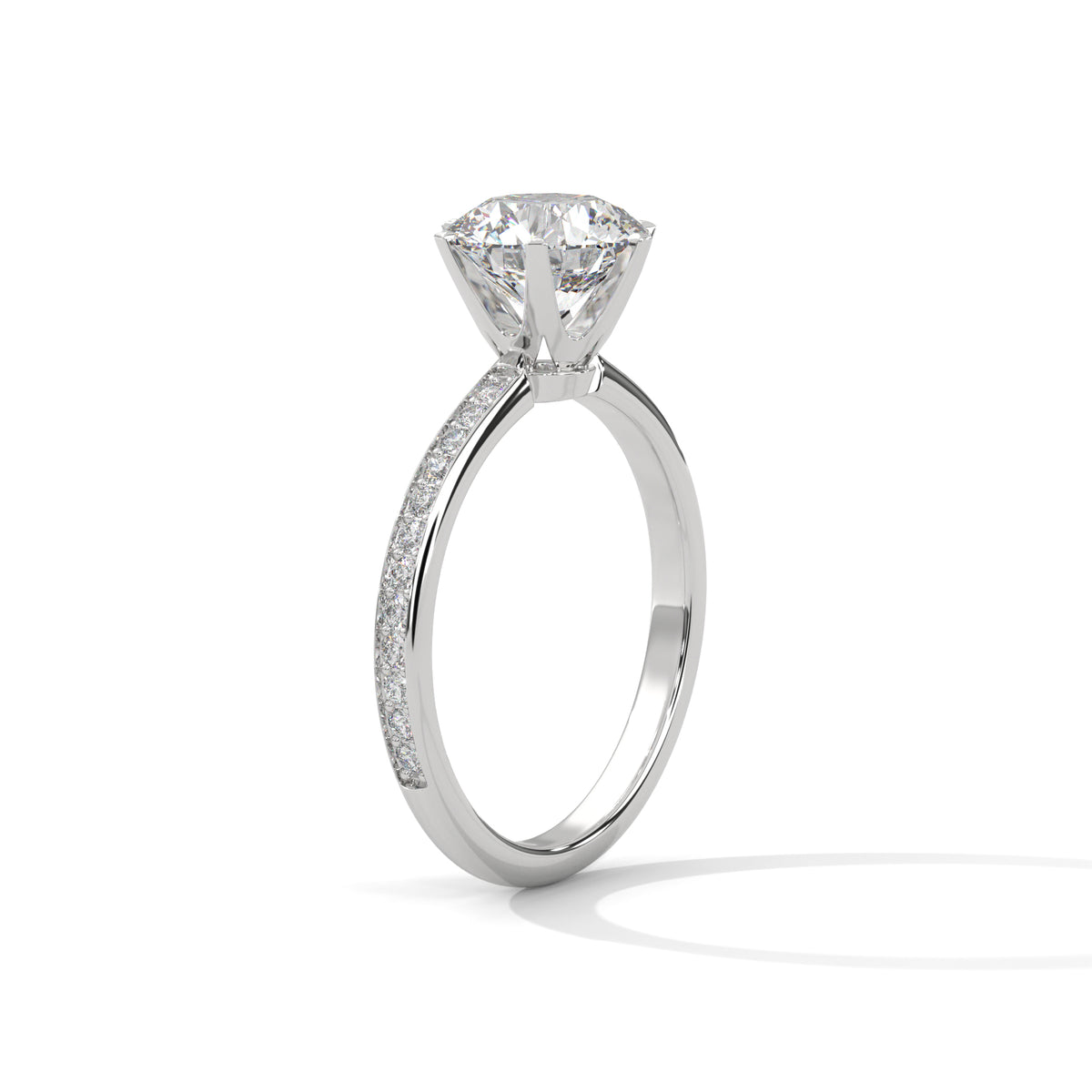 Round Pave Lab Grown Diamond Engagement Ring