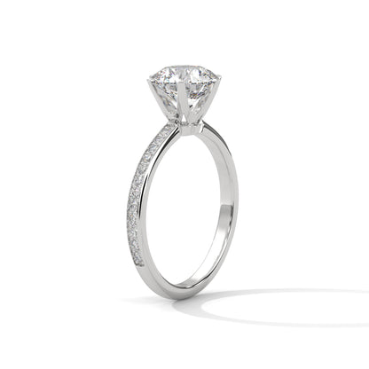Round Pave Lab Grown Diamond Engagement Ring