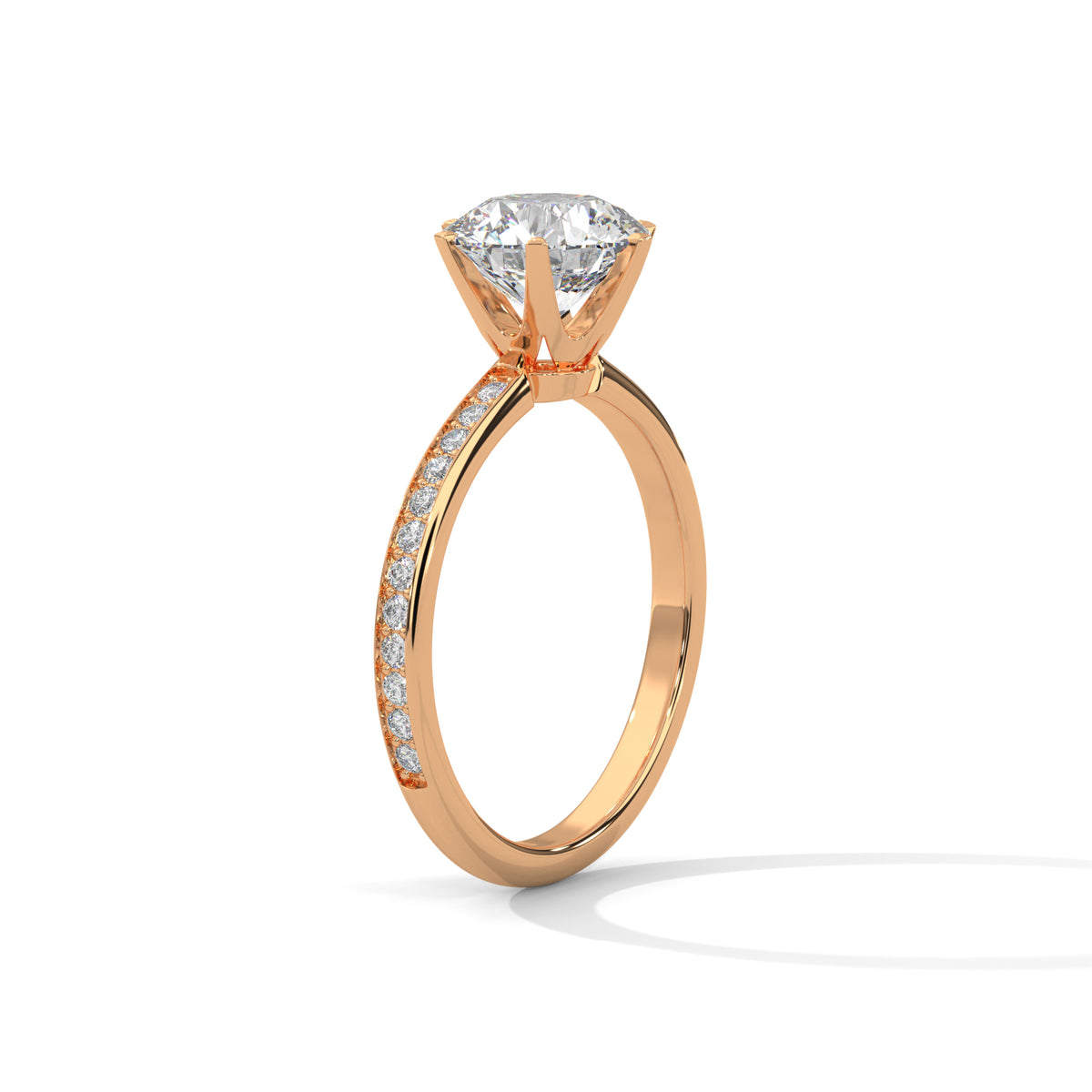 Round Pave Lab Grown Diamond Engagement Ring