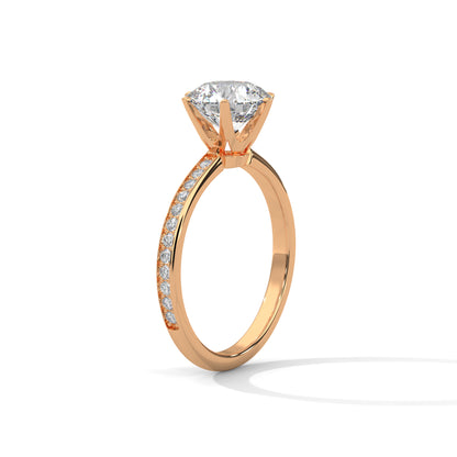 Round Pave Lab Grown Diamond Engagement Ring