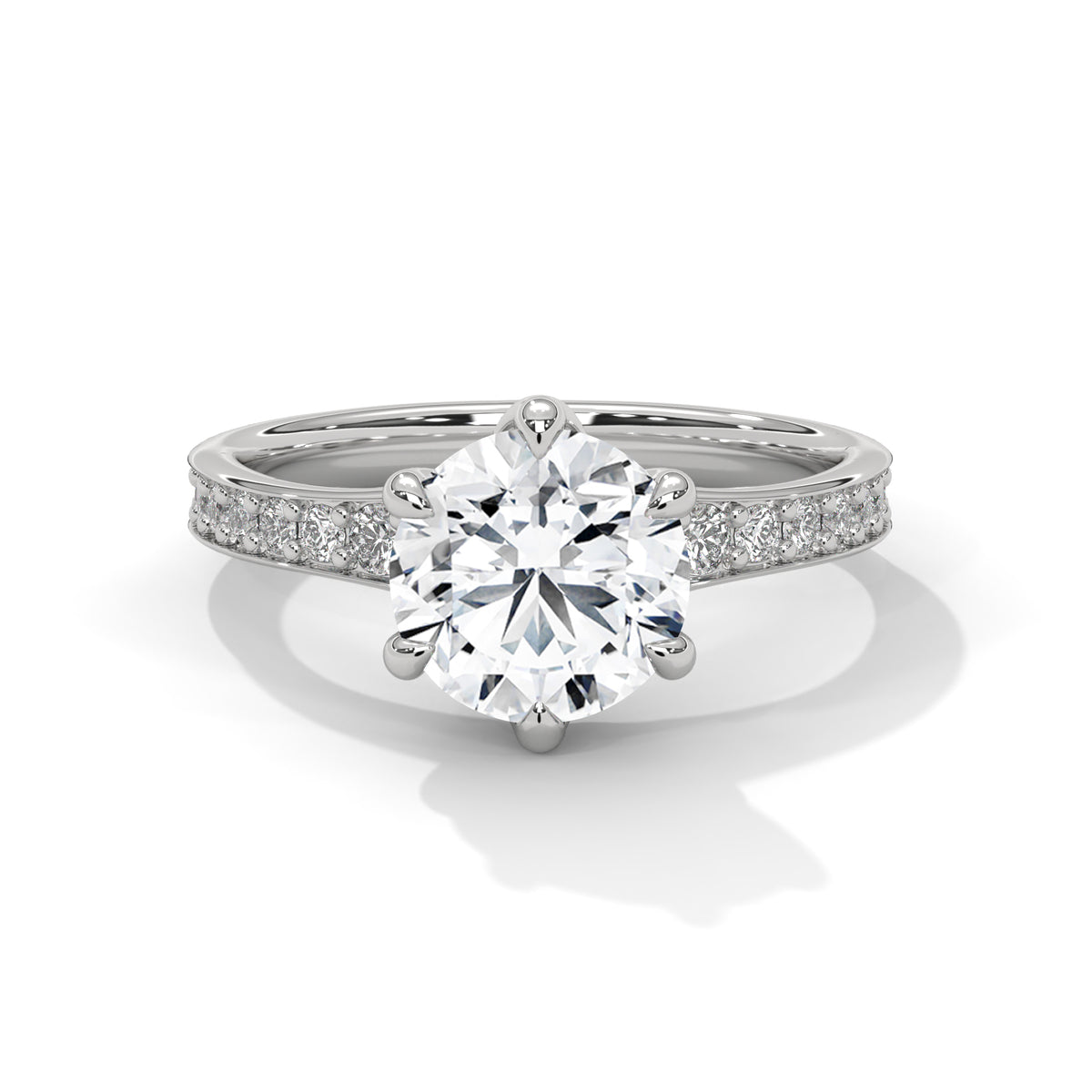 Round Pave Lab Grown Diamond Engagement Ring