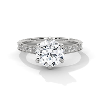 Round Pave Lab Grown Diamond Engagement Ring