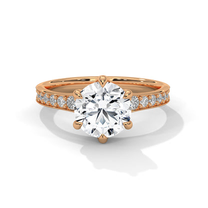 Round Pave Lab Grown Diamond Engagement Ring