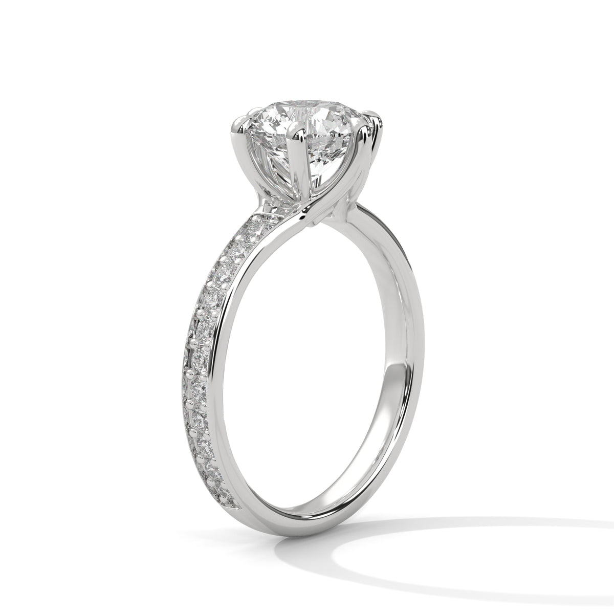 Round Pave Lab Grown Diamond Engagement Ring