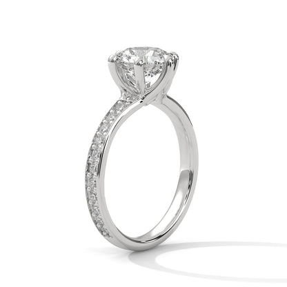 Round Pave Lab Grown Diamond Engagement Ring