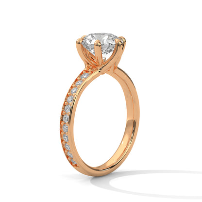 Round Pave Lab Grown Diamond Engagement Ring