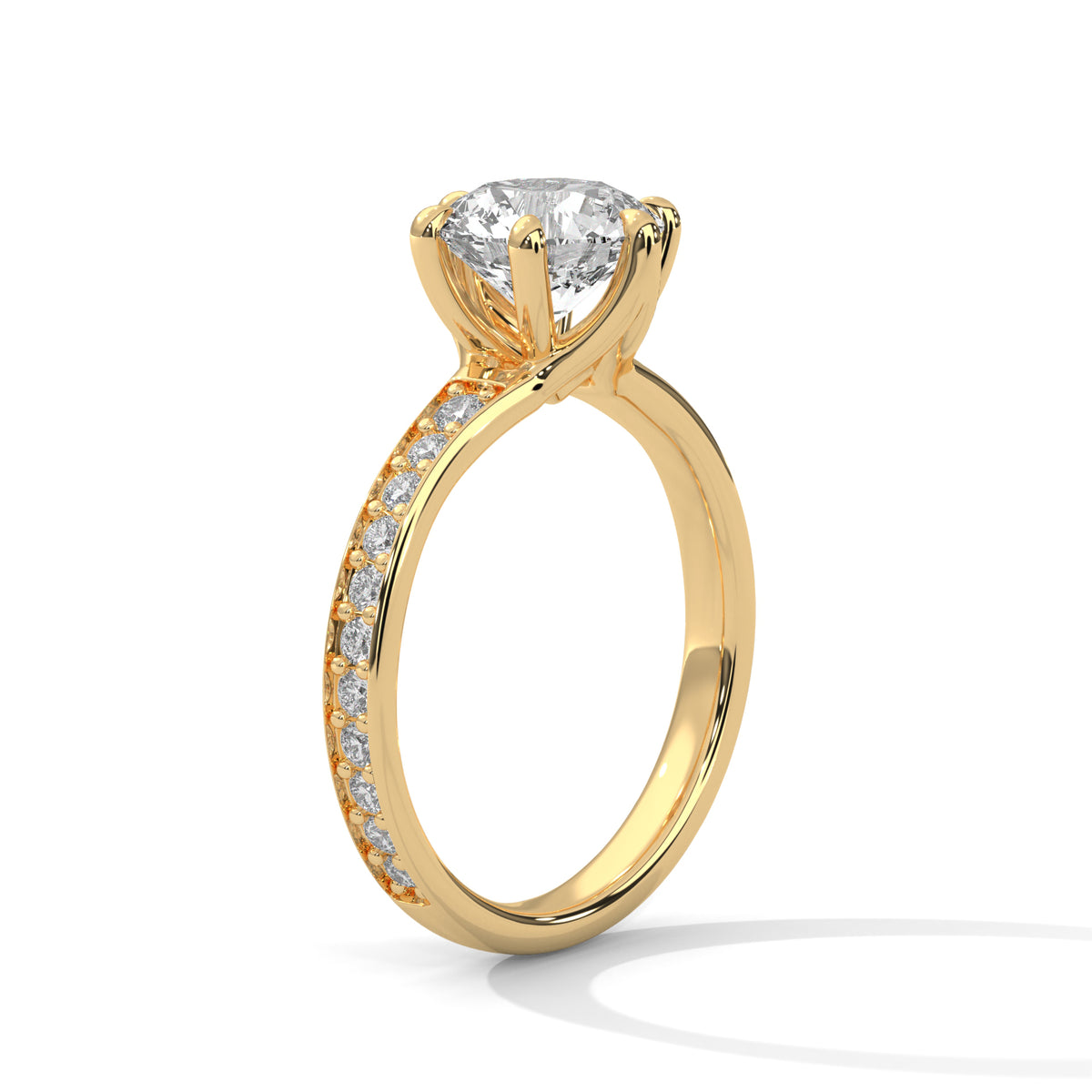 Round Pave Lab Grown Diamond Engagement Ring