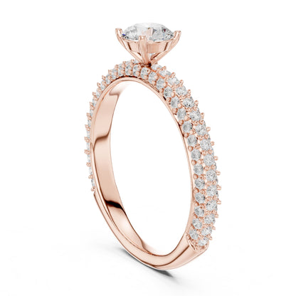 Round Pave Lab Grown Diamond Engagement Ring