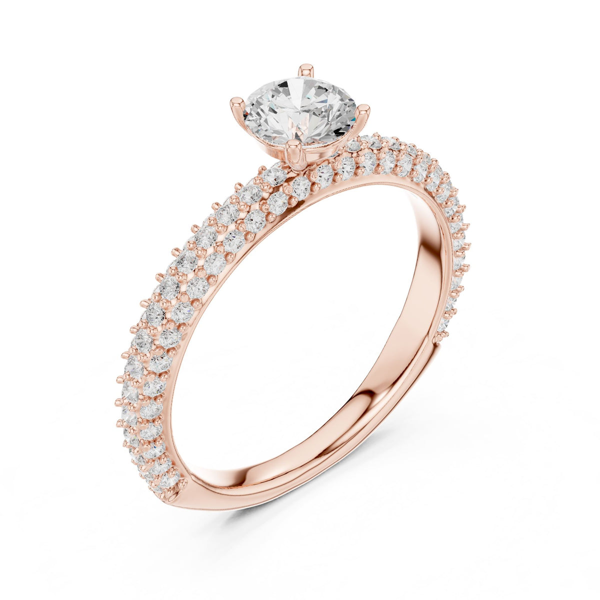 Round Pave Lab Grown Diamond Engagement Ring