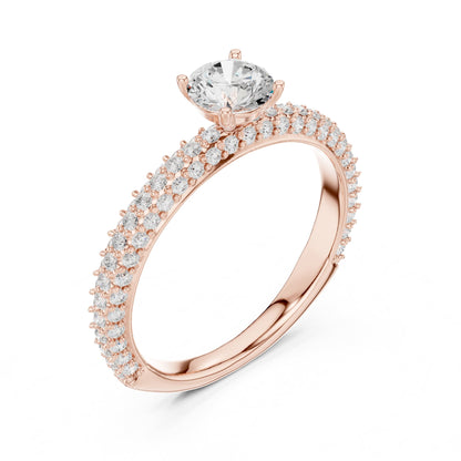 Round Pave Lab Grown Diamond Engagement Ring
