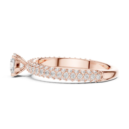 Round Pave Lab Grown Diamond Engagement Ring