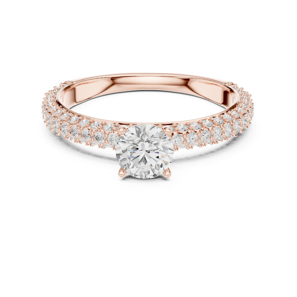 Round Pave Lab Grown Diamond Engagement Ring