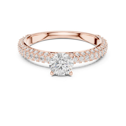 Round Pave Lab Grown Diamond Engagement Ring