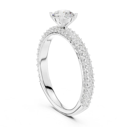 Round Pave Lab Grown Diamond Engagement Ring