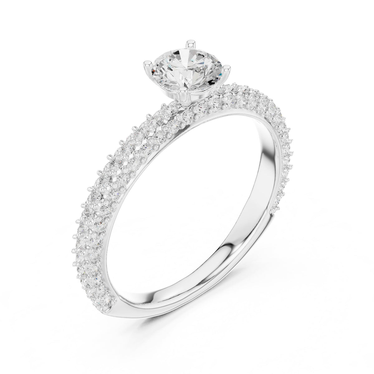 Round Pave Lab Grown Diamond Engagement Ring