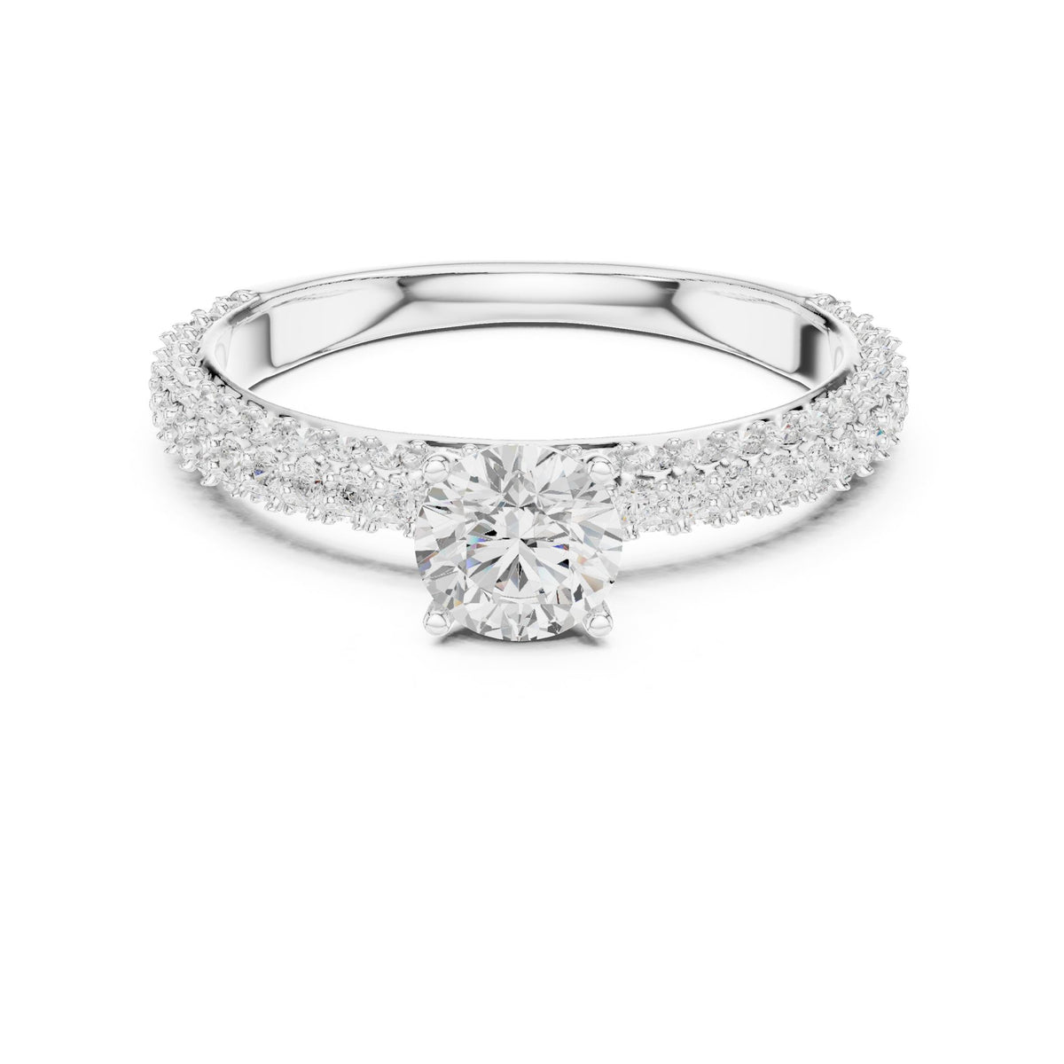 Round Pave Lab Grown Diamond Engagement Ring