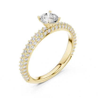 Round Pave Lab Grown Diamond Engagement Ring