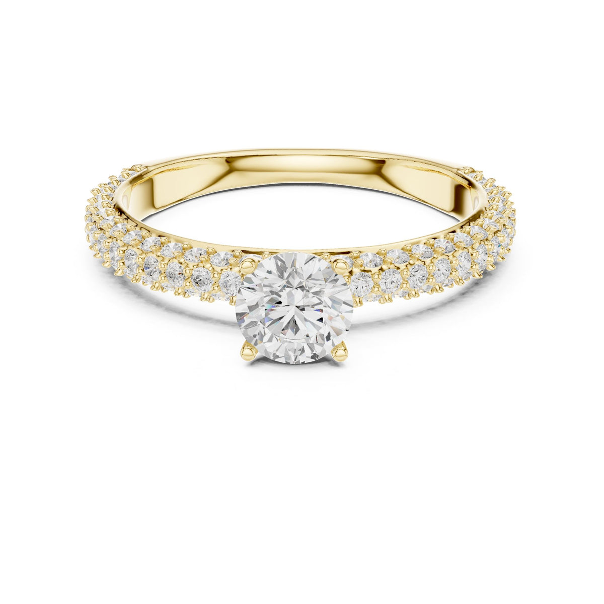 Round Pave Lab Grown Diamond Engagement Ring