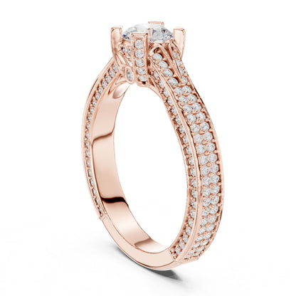 Round Pave Lab Grown Diamond Engagement Ring