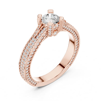 Round Pave Lab Grown Diamond Engagement Ring