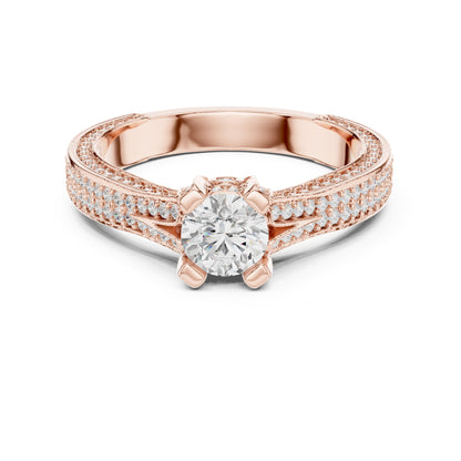 Round Pave Lab Grown Diamond Engagement Ring