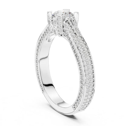 Round Pave Lab Grown Diamond Engagement Ring